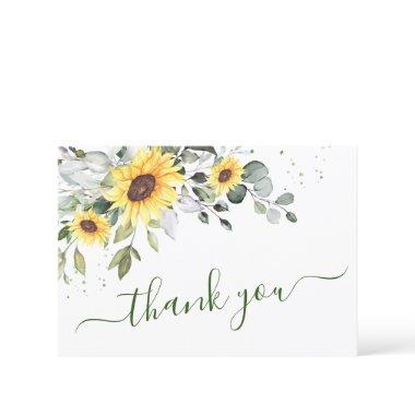 Elegant Sunflowers Eucalyptus Greenery Thank You Invitations