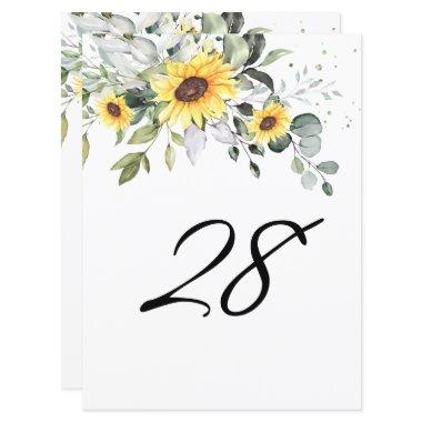 Elegant Sunflowers Eucalyptus Table Number