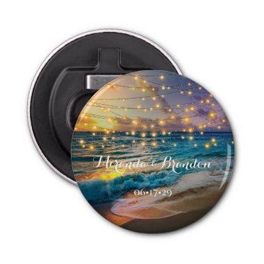 Elegant Sunset Beach String Lights Summer Wedding Bottle Opener