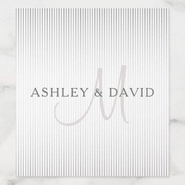 Elegant Surname Monogram & Thin Grey Stripes Envelope Liner