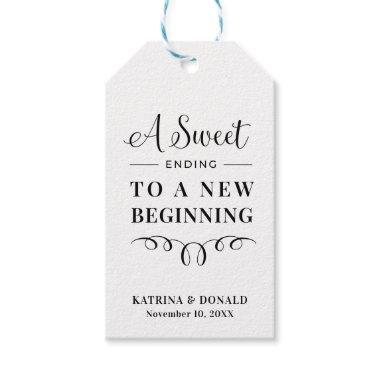 Elegant Sweet Ending To A New Beginning Wedding F Gift Tags