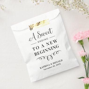 Elegant Sweet Ending To A New Beginning Wedding Favor Bag