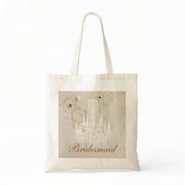 elegant swirls chandelier vintage bridesmaid tote bag