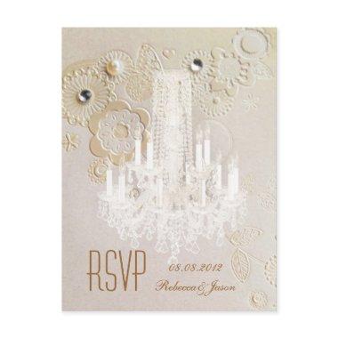 elegant swirls chandelier vintage wedding rsvp invitation post
