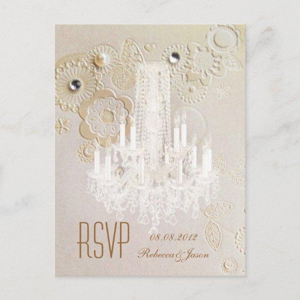 elegant swirls chandelier vintage wedding rsvp invitation postInvitations
