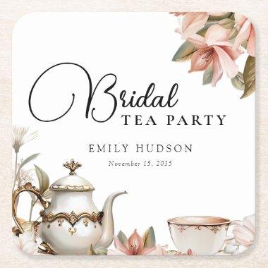 Elegant Tea Party  Square Paper Coaster