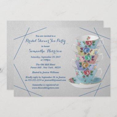 Elegant Teacups Bridal Shower Invitations