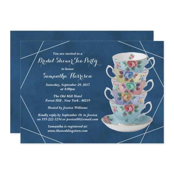 Elegant Teacups Bridal Shower Tea Party Invitations