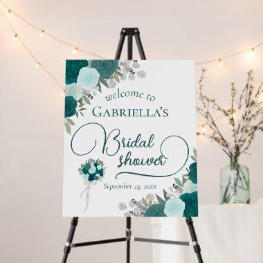 Elegant Teal & Aqua Roses  Welcome Foam Board