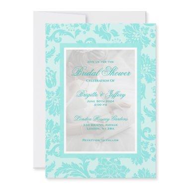Elegant teal damask custom