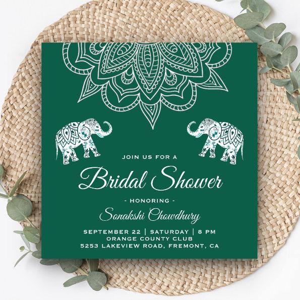 Elegant Teal Mandala Indian Bridal Shower Invitations