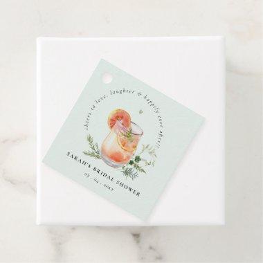 Elegant Teal Orange Green Cocktail Bridal Shower Favor Tags