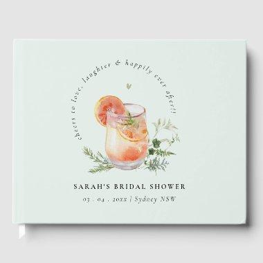 Elegant Teal Orange Green Cocktail  Guest Book