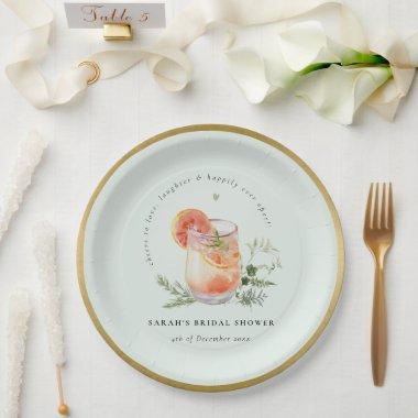 Elegant Teal Orange Green Cocktail  Paper Plates