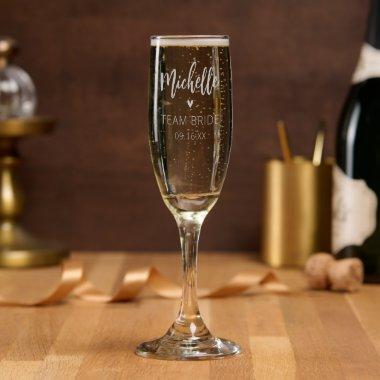 Elegant Team Bride Personalized Etched Champagne Flute