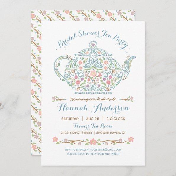 Elegant Teapot Bridal Shower Invitations