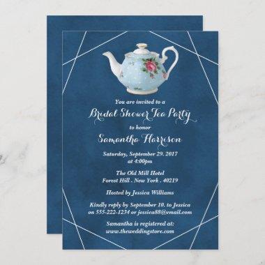 Elegant Teapot Bridal Shower Tea Party Invitations