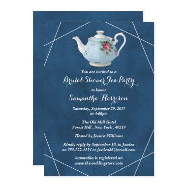 Elegant Teapot Bridal Shower Tea Party Invitations