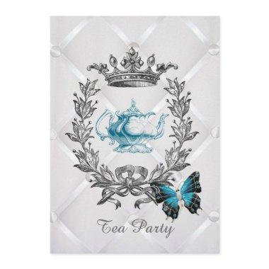 elegant teapot butterfly vintage tea party Invitations