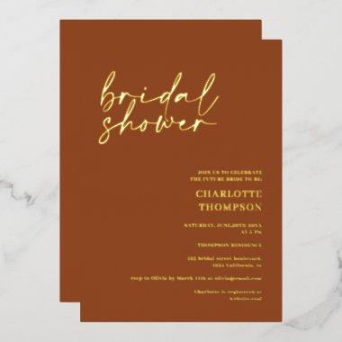 Elegant terracotta casual script  foil