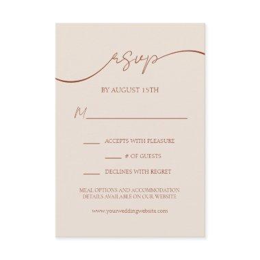 Elegant Terracotta Modern Script Wedding RSVP Enclosure