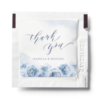 Elegant thank you script blue watercolor floral hand sanitizer packet