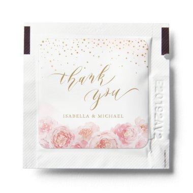 Elegant thank you script gold & blush floral hand sanitizer packet