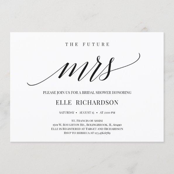 Elegant the future mrs bridal shower Invitations