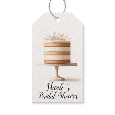 Elegant Tier White Floral Cake  Gift Tags