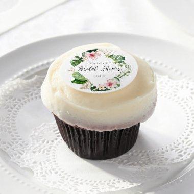 Elegant tropical bridal shower edible frosting rounds