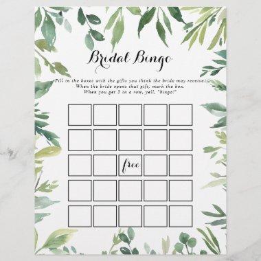 Elegant Tropical Green Foliage Bridal Bingo Game