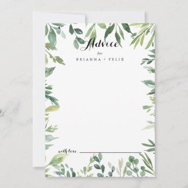 Elegant Tropical Green Foliage Calligraphy Wedding Advice Card