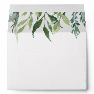 Elegant Tropical Green Foliage Wedding Invitations Envelope