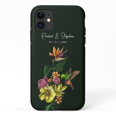 Elegant Tropical Hummingbird Floral Summer Wedding iPhone 11 Case
