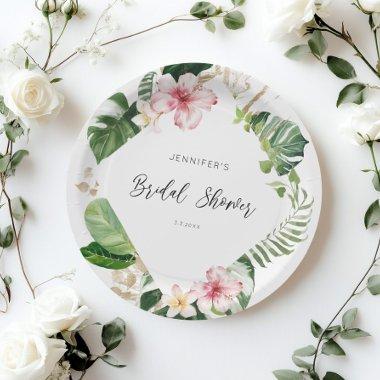 Elegant tropical monstera  paper plates