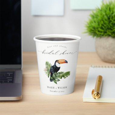 Elegant Tropical Rainforest Toucan Bridal Shower Paper Cups