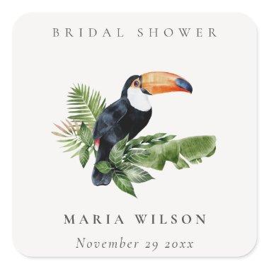 Elegant Tropical Rainforest Toucan  Square Sticker