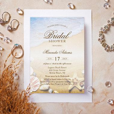 Elegant Tropical Starfish Beach Bridal Shower Invitations