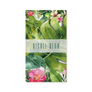 Elegant Tropics Green Leaves Floral Watercolor Business Invitations