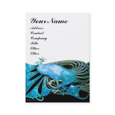 ELEGANT TURQUOISE BLUE PEACOCK JEWEL ,White Business Invitations