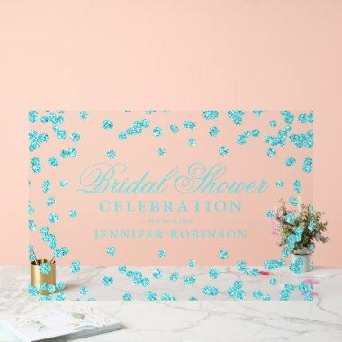 Elegant Turquoise Glitter  Welcome Acrylic Sign