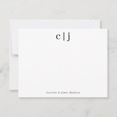 Elegant Two Initial Monogram Couple Stationery Note Invitations