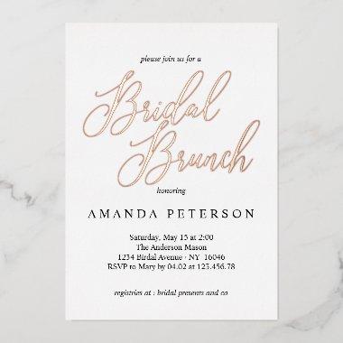 Elegant Typography Calligraphy Bridal Brunch Foil Invitations