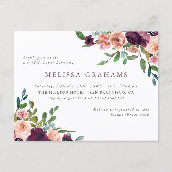Elegant Typography Chic Floral Bridal Shower Invitation PostInvitations