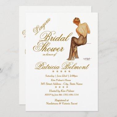 Elegant Vargas Pinup Lingerie Bridal Shower Invita Invitations