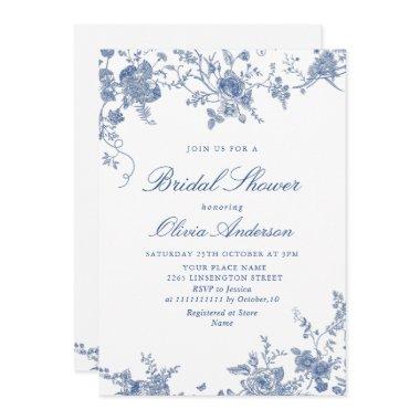 Elegant Victorian Blue French Floral