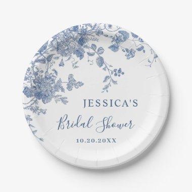 Elegant Victorian Blue French Floral  Paper Plates