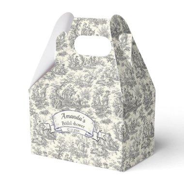 Elegant vintage black toile de jouy monogram favor boxes