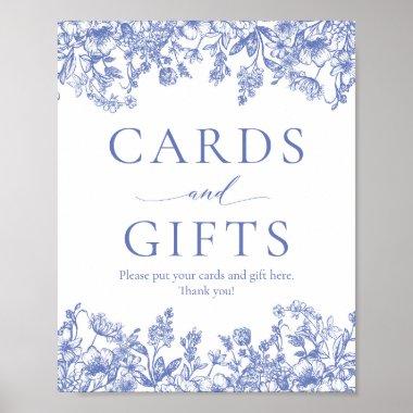 Elegant Vintage Blue Floral Invitations and Gifts Sign