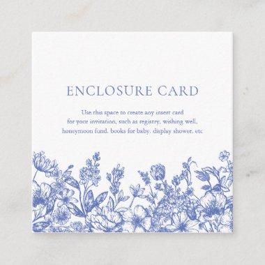 Elegant Vintage Blue Floral Enclosure Invitations